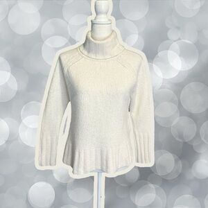 Reiss Cream Cashmere & Wool-Blend ‘Stevie’ Roll Neck Turtleneck Sweater Medium